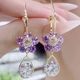 Elegant Crystal Flower Drop Earrings – Purple & White Shine