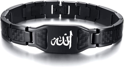 Luxury Arabic Calligraphy Bracelet – Men’s Gold & Black Stainless Steel