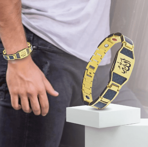 Luxury Arabic Calligraphy Bracelet – Men’s Gold & Black Stainless Steel