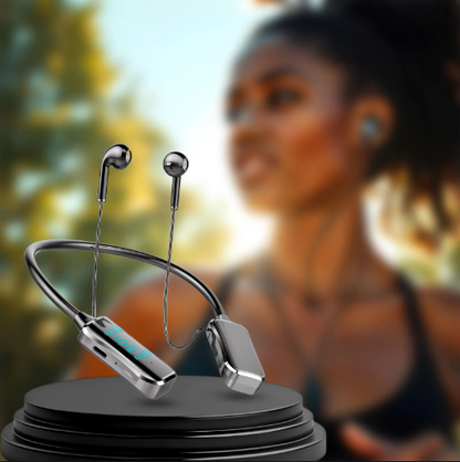سماعة بلوتوث رياضية مغناطيسية بصوت نقي وشاشة رقمية